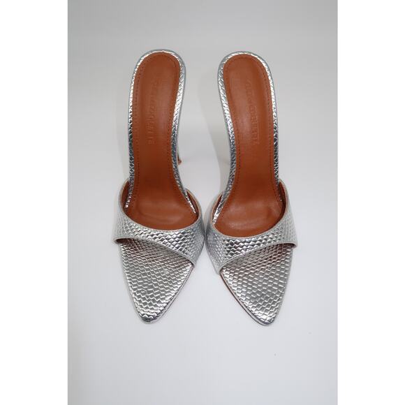 Cult of Coquette Vegan Reptile Pattern 120 Heeled Mules Silver Women's Size 7 - Picture 3 of 7